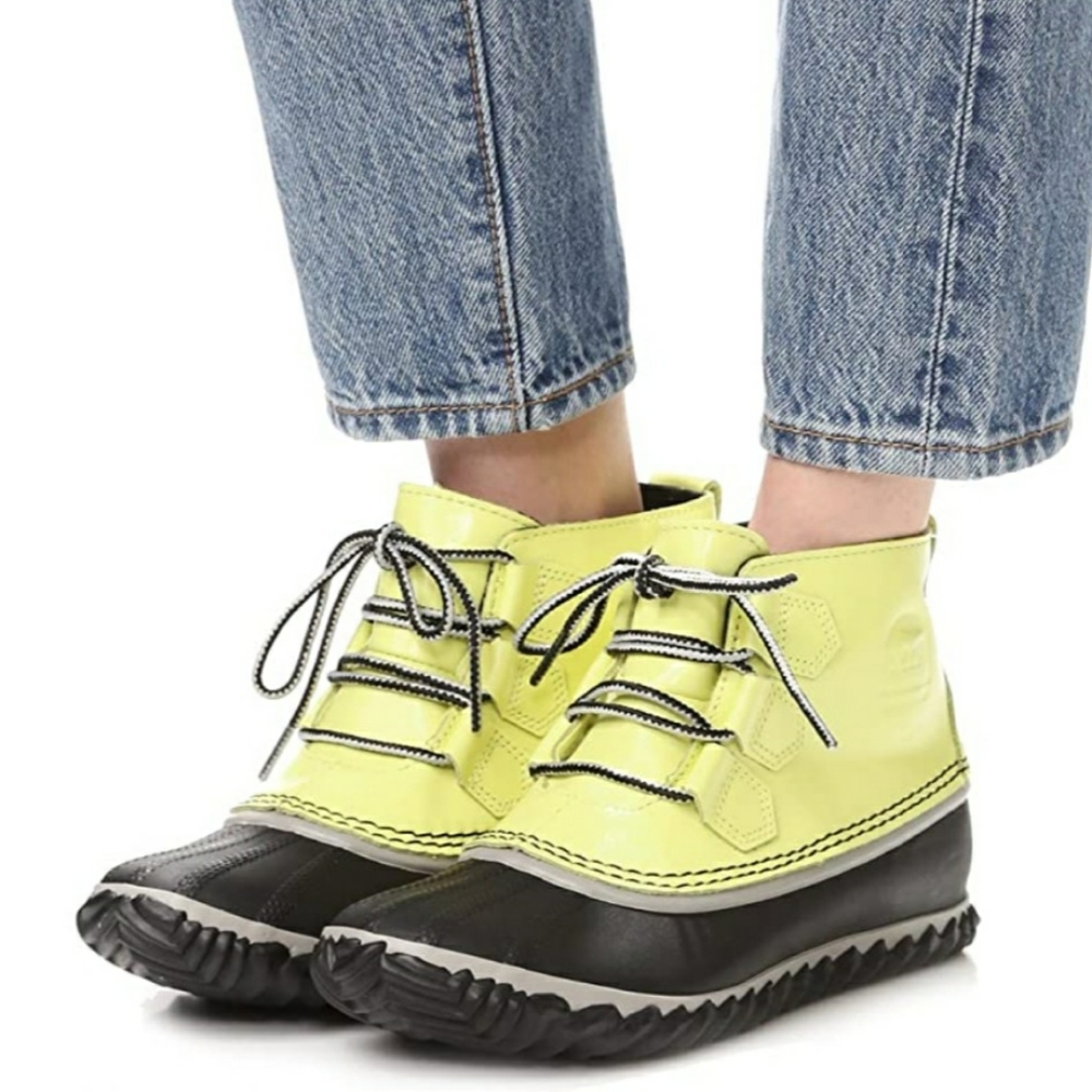 Sorel Rain Boots Size 6 Yellow Out N About Zest Dove New